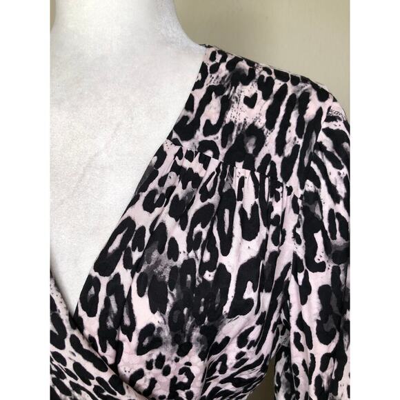 MILLY Animal Print Wrap Dress Leopard Print Gina Dress Size: Large - Picture 10 of 16